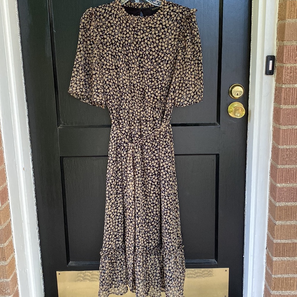 Downeast East Black Floral Dress, length 47”, size small, like new